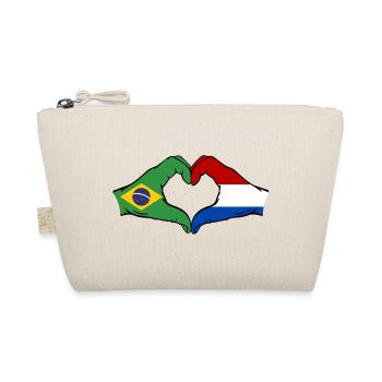 Brazil Holland Flag Hand Heart Shape - Organic Pouch - nature - Front