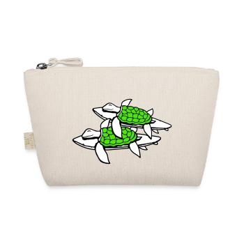 2 Water Turtles Surfer Surfing Surfboard Cute - Organic Pouch - nature - Front