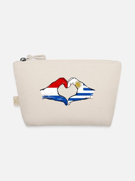 Holland Uruguay Flagge Hände Herzform used - Bio-Täschchen - Natur