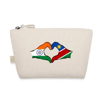 India Namibia Flag Hands Heart Shape - Organic Pouch - nature - Front