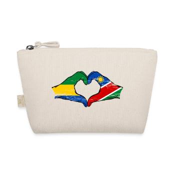 Drapeau du Gabon et de la Namibie, mains en forme de cœur, utilisé - Trousse biologique - nature - Devant