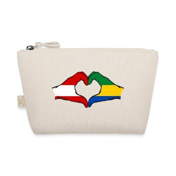 Drapeau de l'Autriche et du Gabon, mains en forme de cœur utilisées - Trousse biologique - nature - Devant