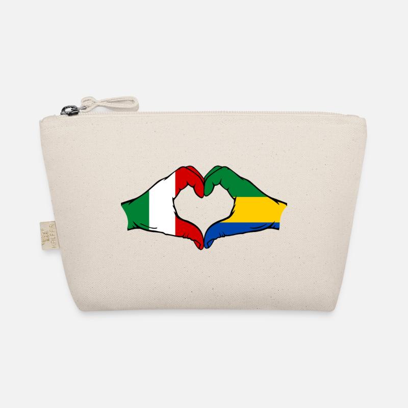 Italie Gabon Drapeau Mains Coeur Forme Trousse biologique