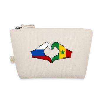 Russia Senegal Flag Hands Heart Shape - Organic Pouch - nature - Front