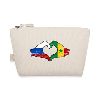 Russia Senegal Flag Hands Heart Shape Used - Organic Pouch - nature - Front