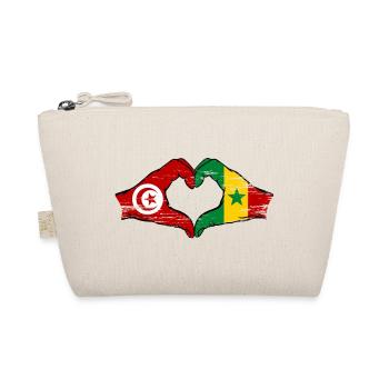 Tunesien Senegal Flagge Hände Herzform used - Bio-Täschchen - Natur - Vorne