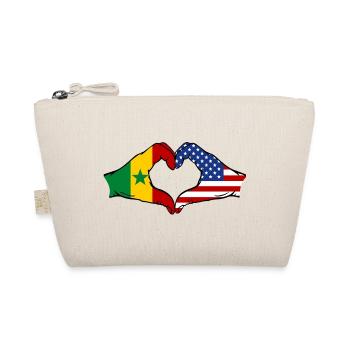 Senegal USA Flagge Hände Herzform - Bio-Täschchen - Natur - Vorne