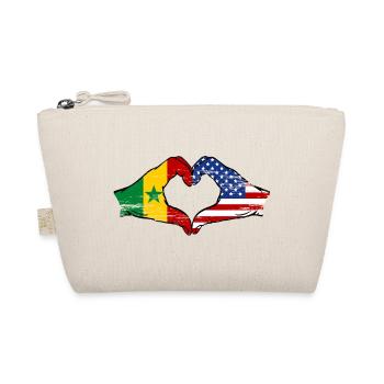 Senegal USA Flagge Hände Herzform used - Bio-Täschchen - Natur - Vorne
