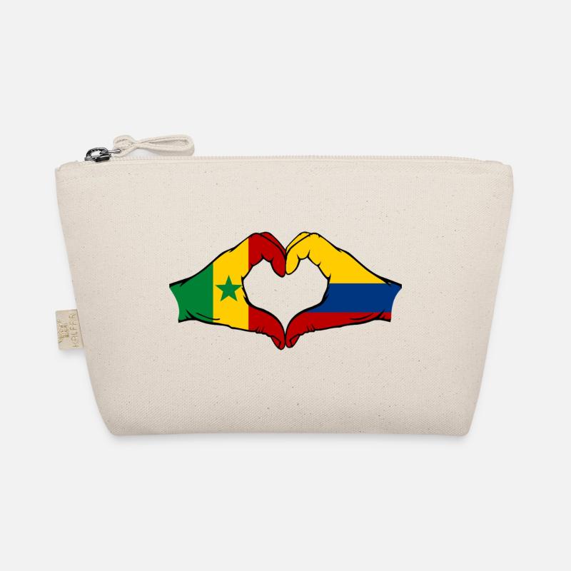 Senegal Colombia Flag Hands Heart Shape Organic Pouch
