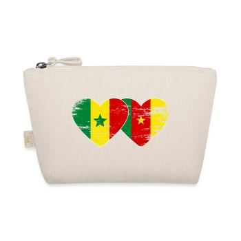 Senegal Kamerun Flagge Hände Herzform used - Bio-Täschchen - Natur - Vorne