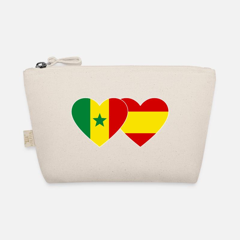 Spain Senegal Flag Heart Organic Pouch