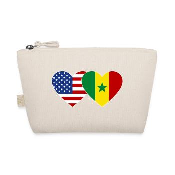 USA Senegal  Flagge Herz - Bio-Täschchen - Natur - Vorne