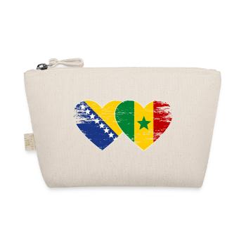 Bosnien Senegal Flagge Herz - Bio-Täschchen - Natur - Vorne