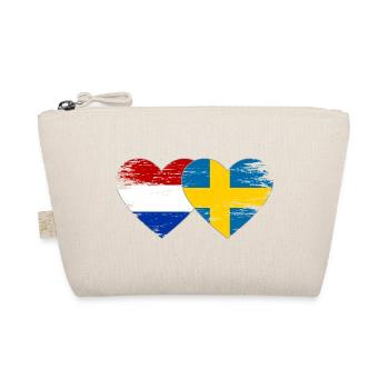 Holland Sweden Flag Hands Heart Shape - Organic Pouch - nature - Front