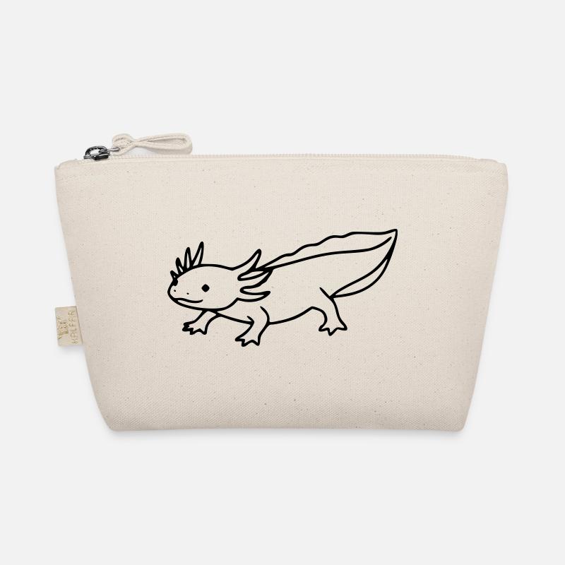 Axolotl Strichzeichnung | Minimalistischer Lurch - Bio-Täschchen - Natur