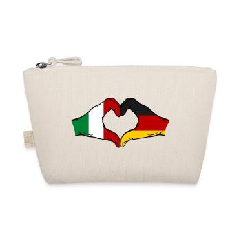 Italy Germany Flag Heart used - Organic Pouch - nature - Front
