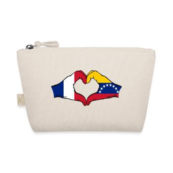 France Venezuela Flag Hands Heart Shape - Organic Pouch - nature - Front