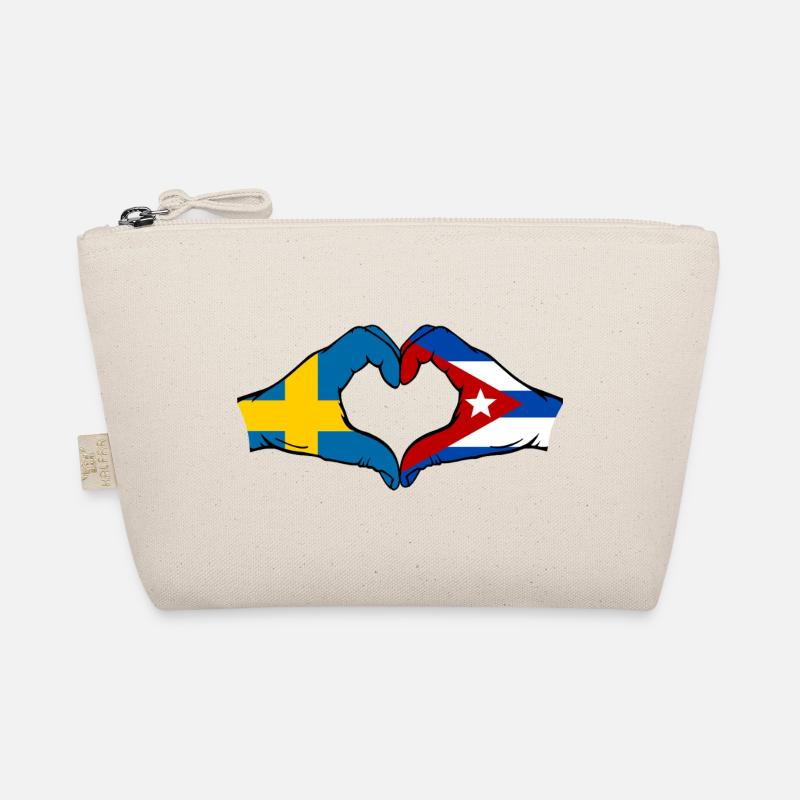 Schweden Kuba Flagge Herz Hände - Bio-Täschchen - Natur