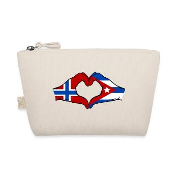 Norway Cuba Flag Hands Heart - Organic Pouch - nature - Front