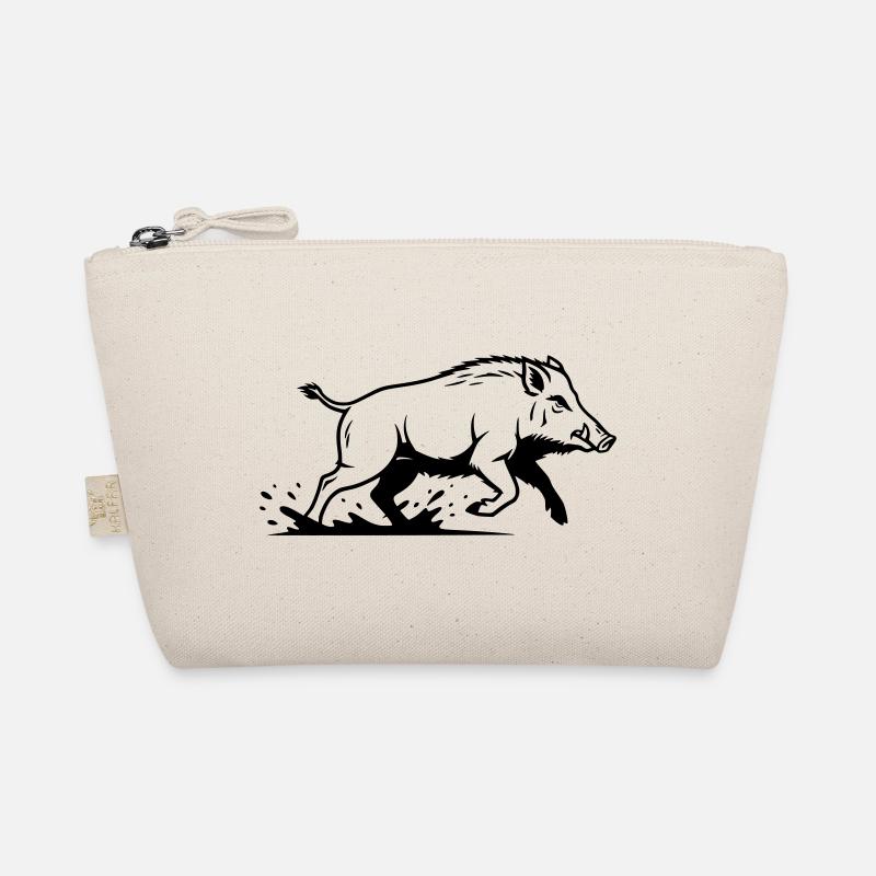 Wild Boar Running Hunting Nature Vector Organic Pouch