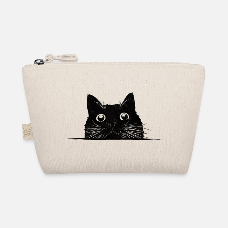 Guckende Katze mit Schnurrhaaren schwarz - Bio-Täschchen - Natur