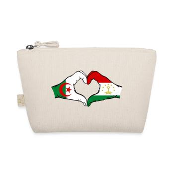 Tajikistan Algeria Flag Hands Heart Shape - Organic Pouch - nature - Front