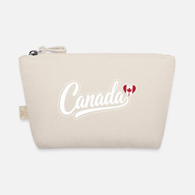 Canada Script with Maple Leaf Heart Fan Patriotic Organic Pouch