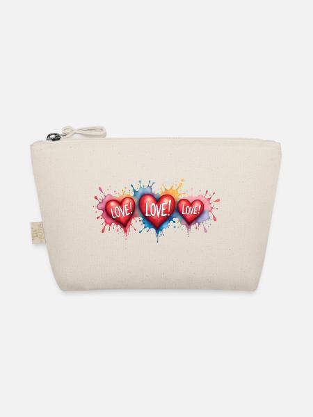 Love Text Hearts Shape Painting Print - Organic Pouch - nature - Front