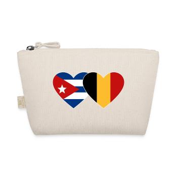 Cuba Belgium Flag Heart - Organic Pouch - nature - Front