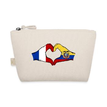 France Ecuador Flag Hands Heart Shape - Organic Pouch - nature - Front