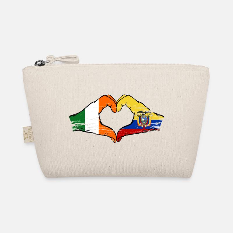 Irland Ecuador Flagge Herz used Bio-Täschchen