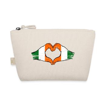 Ireland Côte d'Ivoire Flag Heart used - Organic Pouch - nature - Front