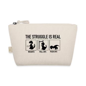 T-Rex Gym Struggle - Funny Dinosaur Weightlifting - Organic Pouch - nature - Front