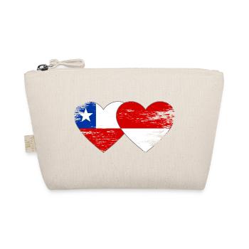 Chile Poland flag heart used - Organic Pouch - nature - Front