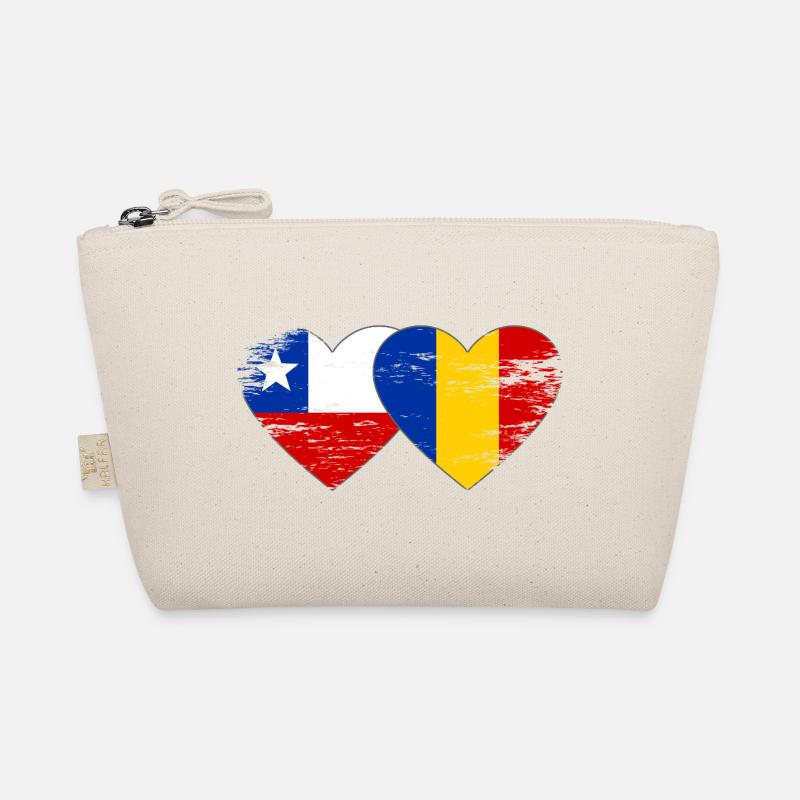 Chile Rumänien Flagge Herz used Bio-Täschchen