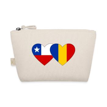 Chile_Rumänien_Flagge_Herz - Organic Pouch - nature - Front