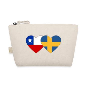 Chile Sweden Flag Heart - Organic Pouch - nature - Front