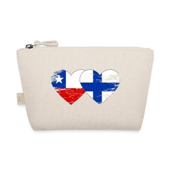 Chile Finland Flag Heart - Organic Pouch - nature - Front