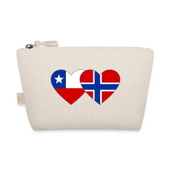 Chile Norway Flag Heart - Organic Pouch - nature - Front