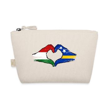 Hungary Curaçao Flag Hands Heart Shape Used - Organic Pouch - nature - Front