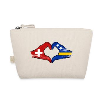 Switzerland Curacao Flag Hands Heart Shape Used - Organic Pouch - nature - Front