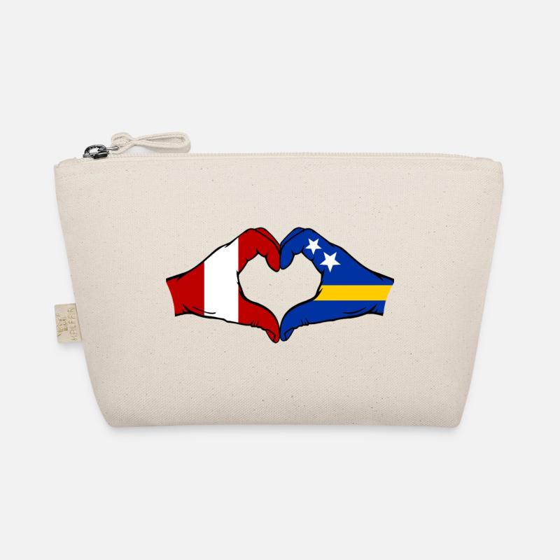 Peru Curacao Flag Hands Heart Shape Organic Pouch