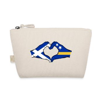 Scotland Curacao Flag Hands Heart Shape - Organic Pouch - nature - Front
