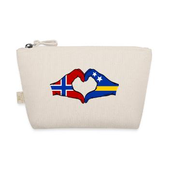 Norway Curacao Flag Hands Heart Shape - Organic Pouch - nature - Front