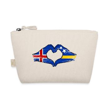 Iceland Curacao Flag Hands Heart Shape Used - Organic Pouch - nature - Front