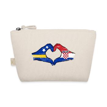 Curacao Croatia flag hands heart shape used - Organic Pouch - nature - Front