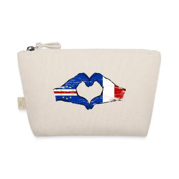 Kap Verde Frankreich Flagge Hände Herzform used - Bio-Täschchen - Natur - Vorne