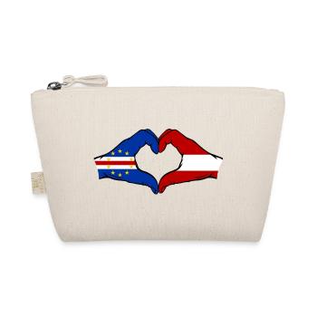 Cape Verde Austria Flag Hands Heart Shape - Organic Pouch - nature - Front