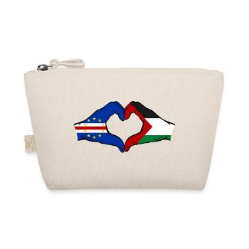 Cape Verde Palestine Flag Hands Heart Shape - Organic Pouch - nature - Front