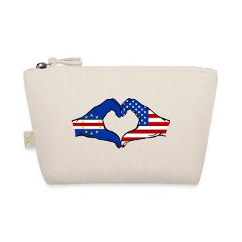 Cape Verde USA Flag Hands Heart Shape - Organic Pouch - nature - Front